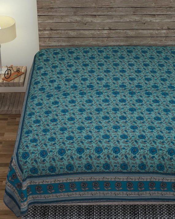 Quilt: Handblock Floral Print, Queen Size Quilt Ac Blanket