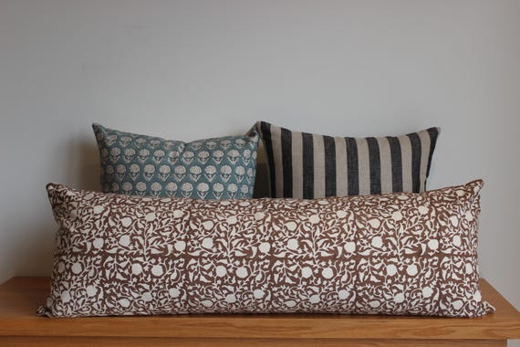 Premium Ruya  Blockprint Lumbar 14x40 Size Home Decor Shames Pillows Hand block Print  Pillow Christmas Gift
