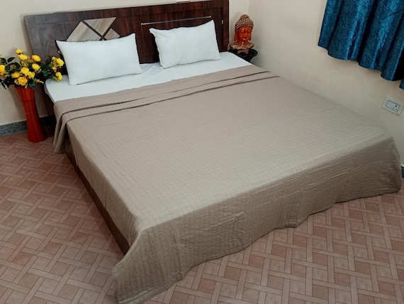 Premium Bed Decor Blankets, Indian Quilt, Handmade Jaipuri Razai, Soft Cotton Kantha Quilt, Queen Size Bedding Blanket For Home