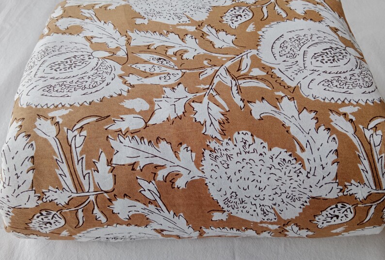 Block Print Cotton Fabric | Floral Upholstery Sewing Material image 4