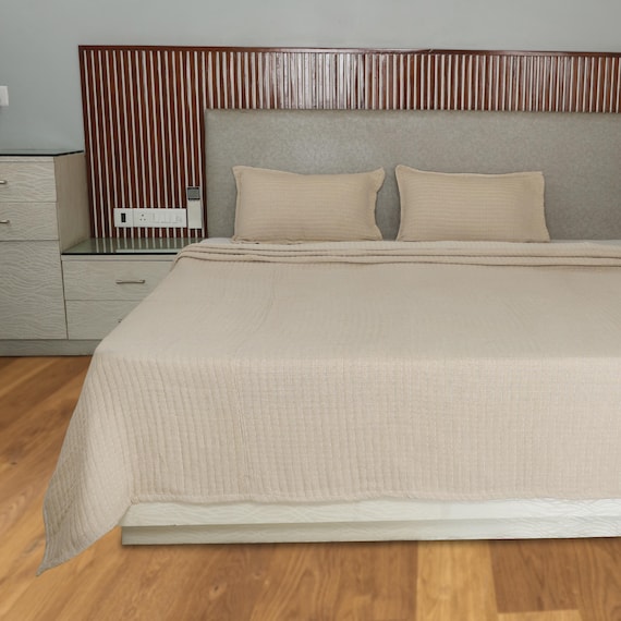 Winter Warm Quilt Cotton Batting Quilt: Handmade Jaipuri Razai Kantha, Queen Size 2 Pillow Cover Free