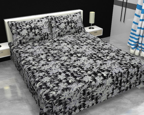 Floral Quilt Design Kantha Quilt Handmade  floral Kantha Indian Netural Colour Indian inspired Bedding Hand Stitched cotton Kantha Quilt
