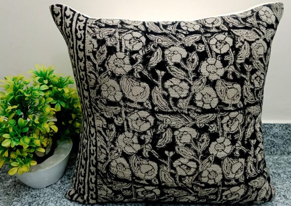 Hand Block Print Pillow Cover: Handmade Cotton Cushion Pillow Cover 20x20