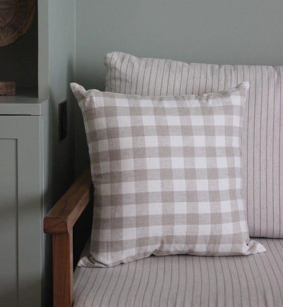 Noor Linen Cushion 1 Pieces 18x18 inches Handblock print Floral Cushion Covers Linen Fabric 18x18 Inches Size Handblock print Natural Colour