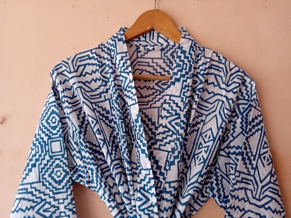 Kimono Robe Indian Kimono Cotton Floral print Bath Robe Night Wear Suit Dressing Gown nightwear Gown Beachwear Handblock Print Soft Kimono