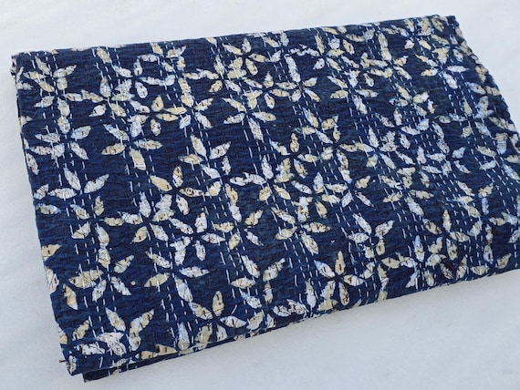 Blue and Vintage Blue Indigo Quilt indigo Queen Bedding Blue preppy Bedding Blue flower kantha