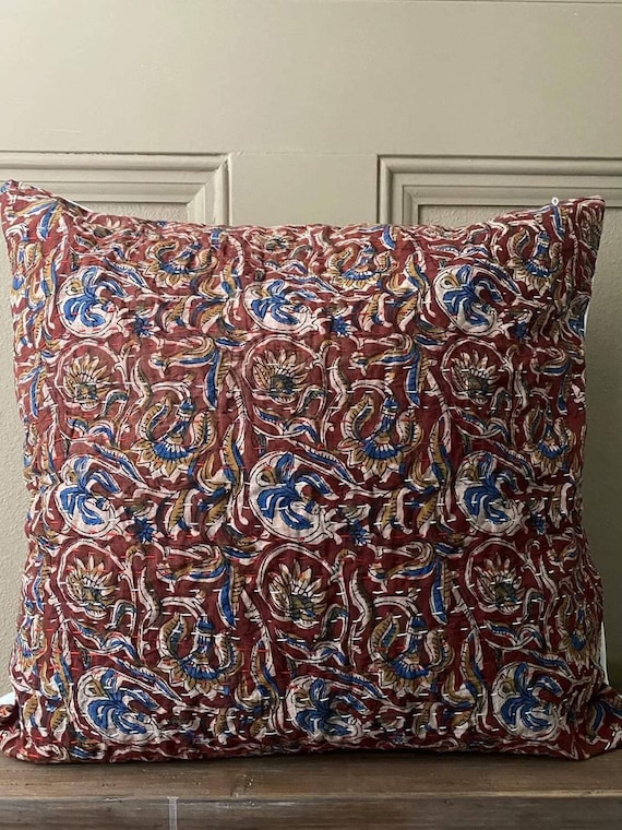 Pillows Cover and Cushion Cover Customize Size Pillows Shames Pillows Hand block Print  Handmade Kantha Work Hand stitched Pillow 1 Pieces