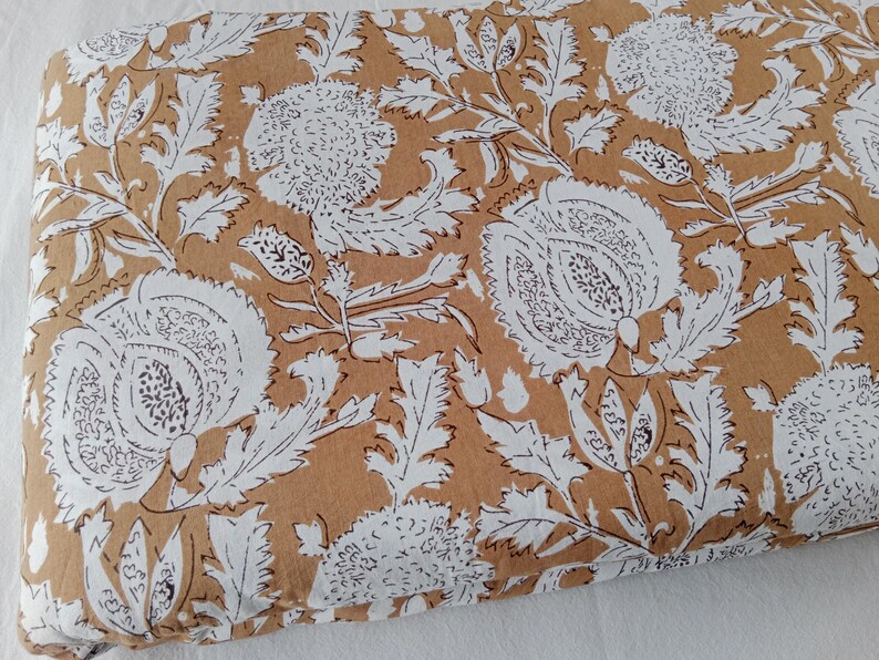 Block Print Cotton Fabric | Floral Upholstery Sewing Material image 5