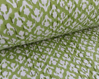 Green Floral Hand Block Print Kantha Quilt: Indian Cotton Bedspread