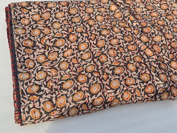 Handmade Floral Kantha Quilt: Indian Block Print Cotton Bedspread