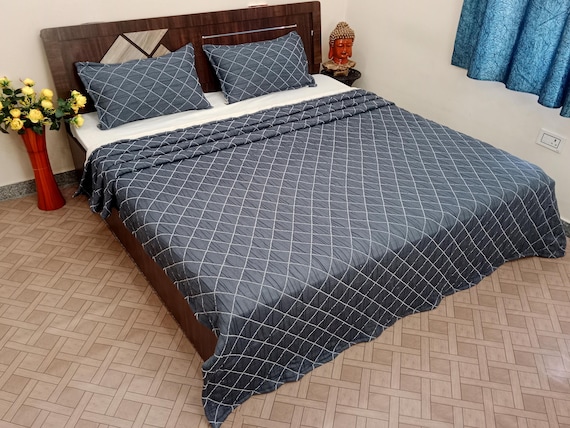 Premium Bed Decor Blankets, Indian Quilt, Handmade Jaipuri Razai, Soft Cotton Kantha Quilt, Queen Size Bedding Blanket For Home
