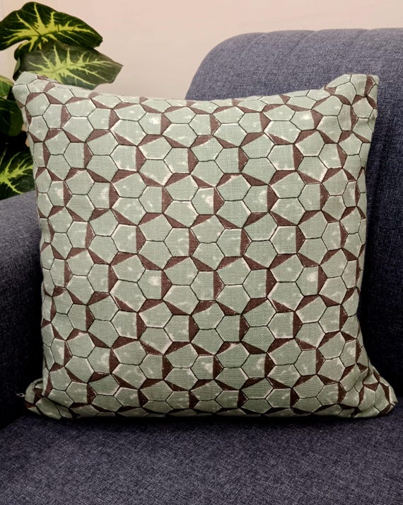 2 Pieces 16x16 inches Handblock print Floral Print Cushion Covers Cotton Fabric 1 pair 16x16 Inches Size Handblock print Natural Colour