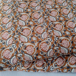 Hand Block Printed Cotton Fabric, Floral Print, Indian Textile