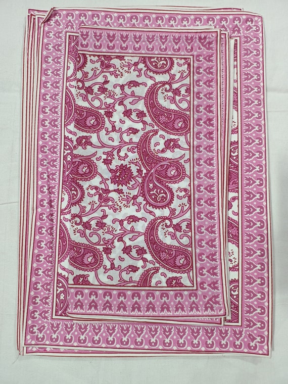 Premium Hand Block Printed Rectangle Table Cover Matching Table Runner With Napkins for 6 Seater Dinning Table Cloth Mat Set, Christmas Gift