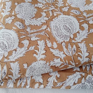 Block Print Cotton Fabric | Floral Upholstery Sewing Material image 2