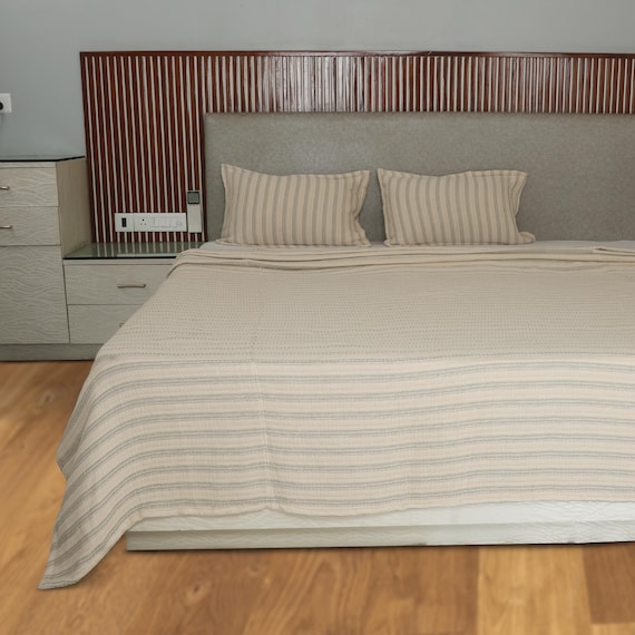 Winter Warm Quilt Cotton Batting Quilt: Handmade Jaipuri Razai Kantha, Queen Size 2 Pillow Cover Free