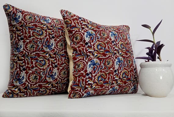 Winter Warm Handmade Burgundy Batting Quilt: Floral Block Print Cotton Quilt Jaipur quilt burgundy