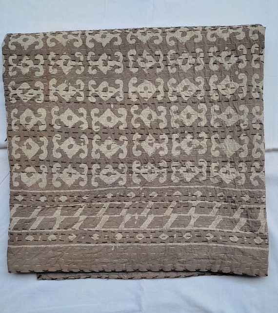Indian kantha Quilt Indian HandBlock Print Bedding Bedspread Full size King Size Twin Size Hand Stitched Kantha Quilted throw blanket