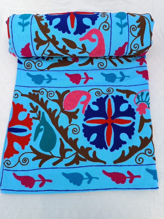 Suzani Embroidery Work Hand Embroidered Suzani Wall Hanging Bedding Sofa Cover Gorgeous Vintage Suzani