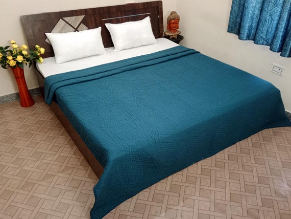 Bed Decor Blankets, Indian Quilt, Handmade Jaipuri Razai, Soft Cotton Kantha Quilt, Queen Size Bedding Blanket For Home Batting for a Quilt