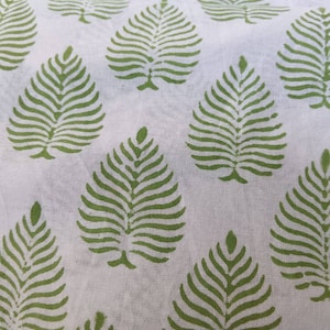 Green Leaf Hand blocked Cotton fabric print block printed light weight fabric upholstery fabric cotton fabric Kid&#39;s Crafting preppy