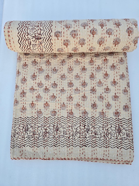 Indian Homemade Quilt by Handmade Jaipuri Soft Quilt Jaipuri Famous Quilt All size Quilt Indian Summer kantha Indian block print coverlet