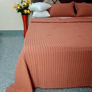 Reversible Jaipuri Razai: Soft Cotton Filled Kantha Quilt, Queen Size Quilt +2 Pillow Cover image 3