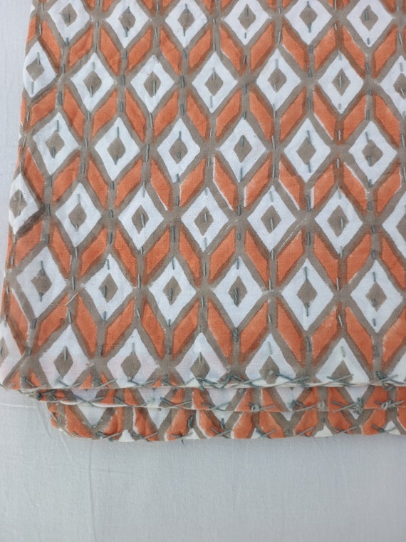 Kantha quilt bedding bedspread queen size quilt Indian kantha throw Kantha Block Printed floral Kantha  Handblock Print floral