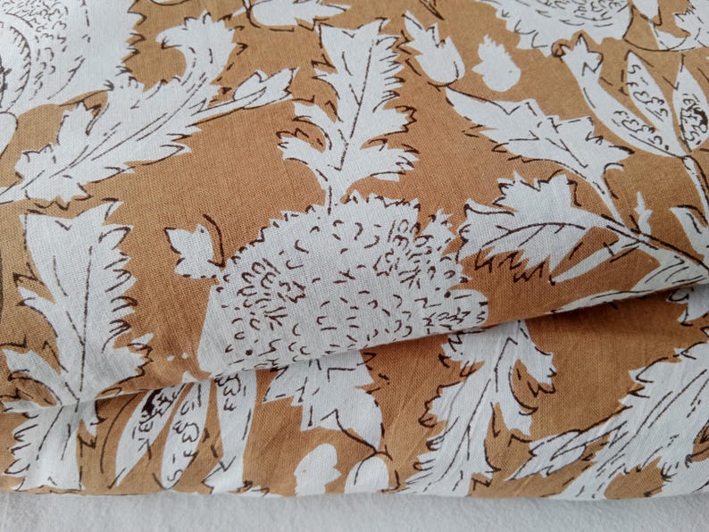 Block Print Cotton Fabric | Floral Upholstery Sewing Material image 3