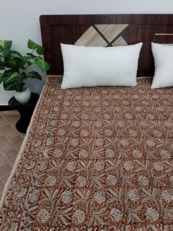 Floral Kantha Quilt Indian HandBlock Print Bedding Bedspread Quilt Hand Stitched Kantha Throw Blanket Indian handmade kantha quilting