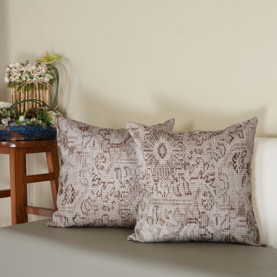Handloom Cotton 22x22 inches Cushion cover Traditional Print Floral Print Cushion Covers Cotton Fabric  22x22 Inches Size  Natural Color