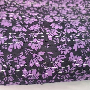 Luxury Indian Purple flower Kantha Quilt Bedding Indian print Floral Bedspread Queen Throw Cotton Blankets purple bed sheets bedding