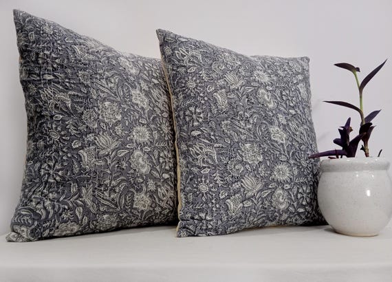 Premium Pillows Cushion Cover Customize Size Shames Pillows, Hand block Print  Handmade Kantha Work Hand stitched Pillow, Boho Pillowcase