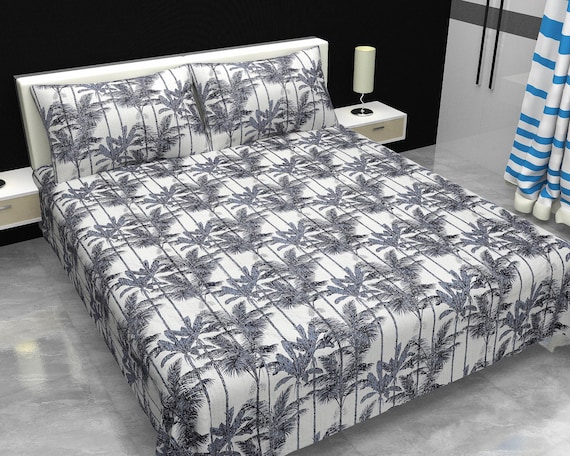 Plants trees tropical kantha quilt Tropical vintage florl landscape palm trees green jungle rainforest nature Handmade Kantha Quilt
