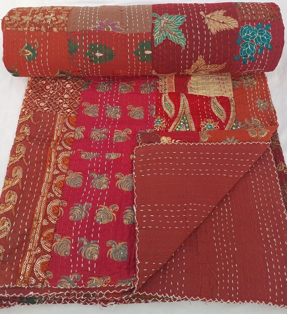 Assorted Patchwork Quilt Kantha Quilt Handmade Vintage Quilts Assorted Bedding Vintage style vintage cotton kantha Quilting Mixed Hippie