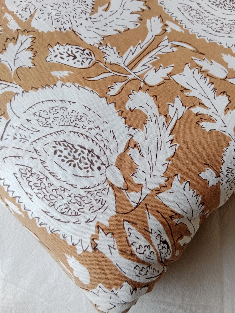 Block Print Cotton Fabric | Floral Upholstery Sewing Material image 12