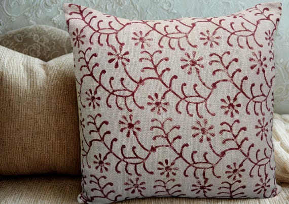 Hand Block Print Pillow Cover: Handmade Cotton Cushion Pillow Cover 20x20
