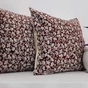 Hand Block Print Pillow Cover: Handmade Kantha Stitched Floral Cushion