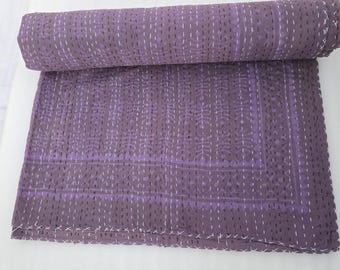 Indian Quilt Purple Floral Handmade Kantha Vintage Quilt Gorgeous Quilt that has the Perfect Vintage Look