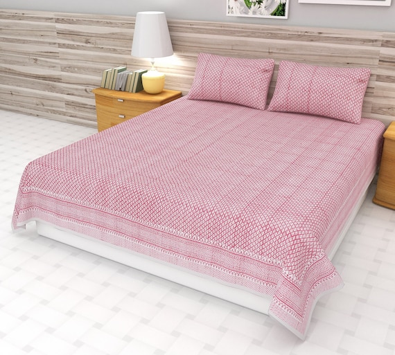 Pink quilt indian kantha quilt Handblocked Pink and White Handmade Kantha Indian cotton handmade making quilt bedding bedspread kantha quilt