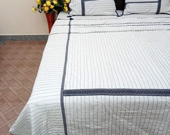 Batting Quilt Handmade Cotton Kantha Quilt: Jaipuri Razai Queen Bedding Blanket