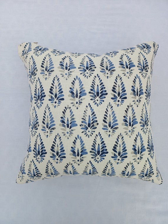 2 Pieces 16x16 inches Handblock print Floral Print Cushion Covers Cotton Fabric 1 pair 16x16 Inches Size Handblock print Natural Colour