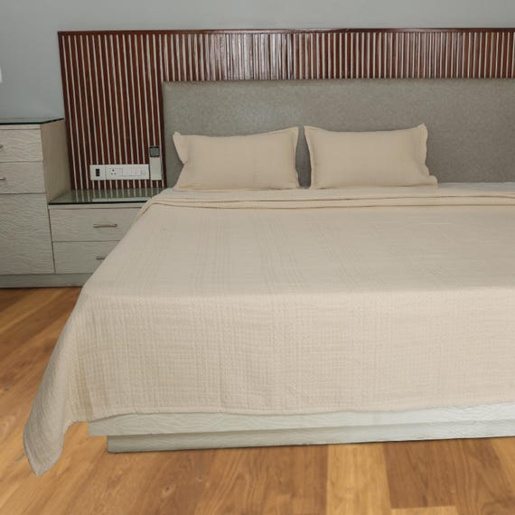 Winter Warm Quilt Cotton Batting Quilt: Handmade Jaipuri Razai Kantha, Queen Size 2 Pillow Cover Free