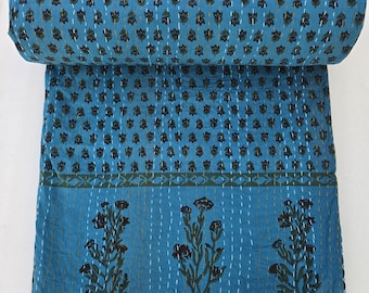 Kantha Quilt Floral Handgefertigte Kantha Vintage Bettwäsche Quilt Wunderschöne Patchworkdecke, die den Perfekten Vintage Look hat