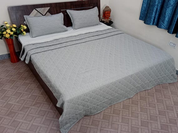 Premium Bed Decor Blankets, Indian Quilt, Handmade Jaipuri Razai, Soft Cotton Kantha Quilt, Queen Size Bedding Blanket For Home