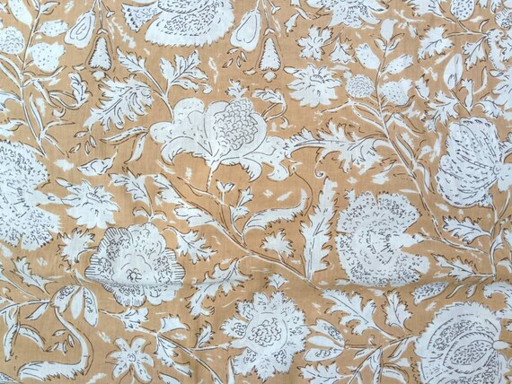 Premium Hand Block Cotton Fabric, Lightweight Block Printed Fabric for Upholstery, Kids' Crafting & Preppy Room Décor, Housewarming Gift
