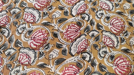 Hand blocked Cotton fabric print block printed light weight fabric upholstery fabric cotton fabric Kid's Crafting preppy room decor fabric