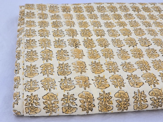 Floral Kantha Quilt, Vintage Block Print Bedding, Handmade Cotton Bedspread
