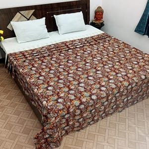 Burgundy Quilt Handmade Cotton Kantha Indian Natural Color Indian inspired Bedding burgundy bed burgundy floral blanket Quilt Burgundy Quilt
