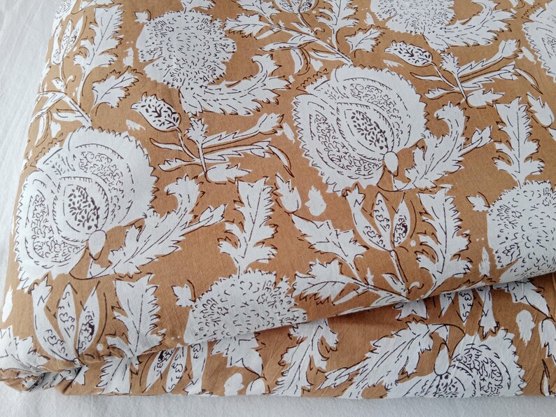 Block Print Cotton Fabric | Floral Upholstery Sewing Material image 8